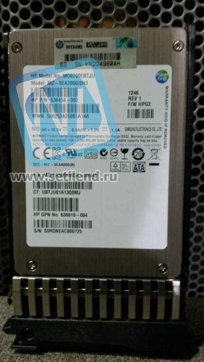 Накопитель HP MO0200EBTJU 200GB 3G SATA MLC SFF 2.5in SC-MO0200EBTJU(NEW)
