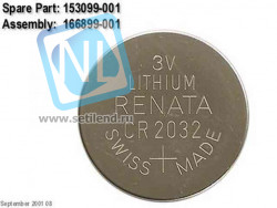 Контроллер HP 153099-001 3.0V battery (20mm diameter, 3.2mm thick, 220 mA-hr) - Type CR2032 lithium-153099-001(NEW)