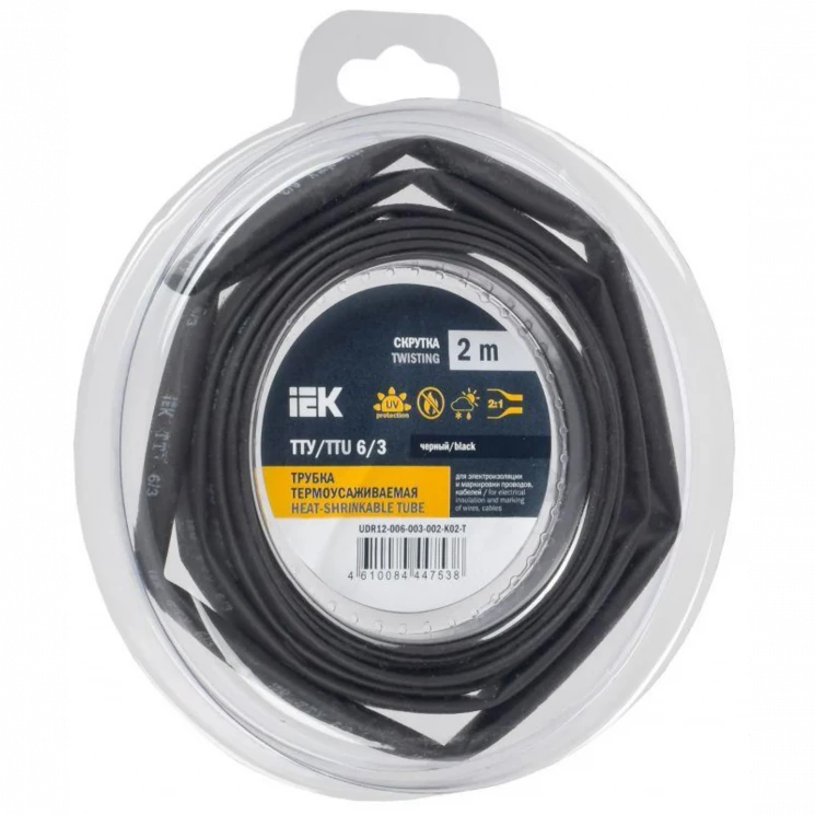 Трубка термоусадочная ТТУ нг-LS 6/3 черн. (уп.2м) IEK UDR12-006-003-002-K02-T