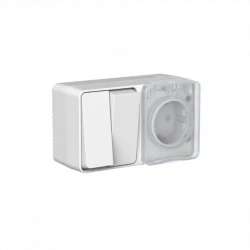 Блок ОП AtlasDesign PROFI IP54 (розетка 16А заземл. защ. шторки + 2-кл. выключатель 10А) сер. SE ATN