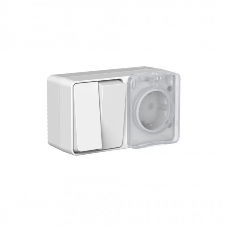 Блок ОП AtlasDesign PROFI IP54 (розетка 16А заземл. защ. шторки + 2-кл. выключатель 10А) сер. SE ATN