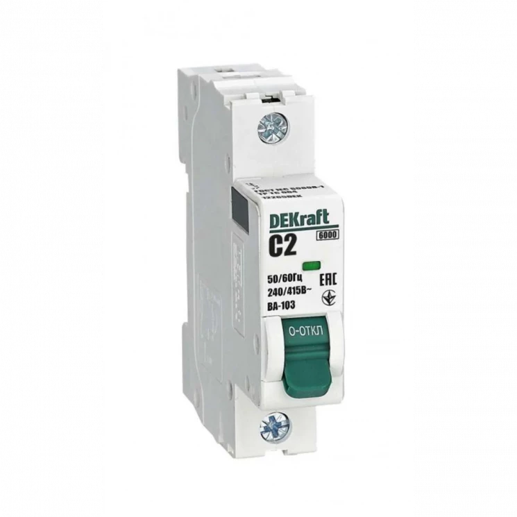 Выключатель автоматический модульный 1п C 2А ВА-103 DEKraft 12265DEK