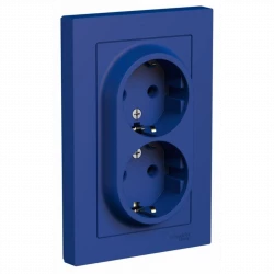 Розетка 2-м. AtlasDesign 16А с заземл. в сборе аквамарин SE ATN001124