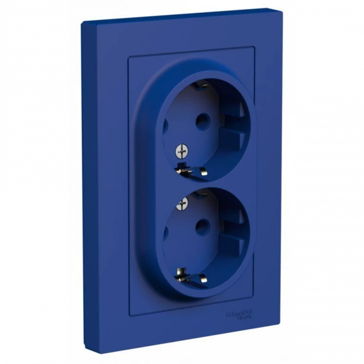 Розетка 2-м. AtlasDesign 16А с заземл. в сборе аквамарин SE ATN001124