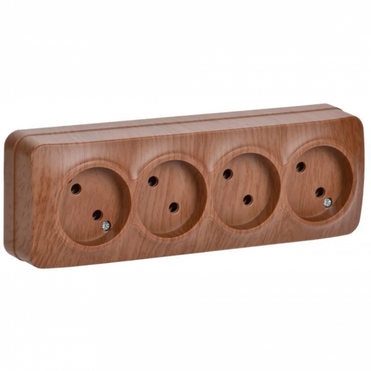 Розетка 4-м ОП GLORY РС24-2-ХД 10А без заземл. дуб IEK ERH40-K24-10