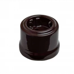 Розетка 1-м ОП Лизетта 16А IP20 ретро с заземл. керамика корич. Bironi B1-101-02