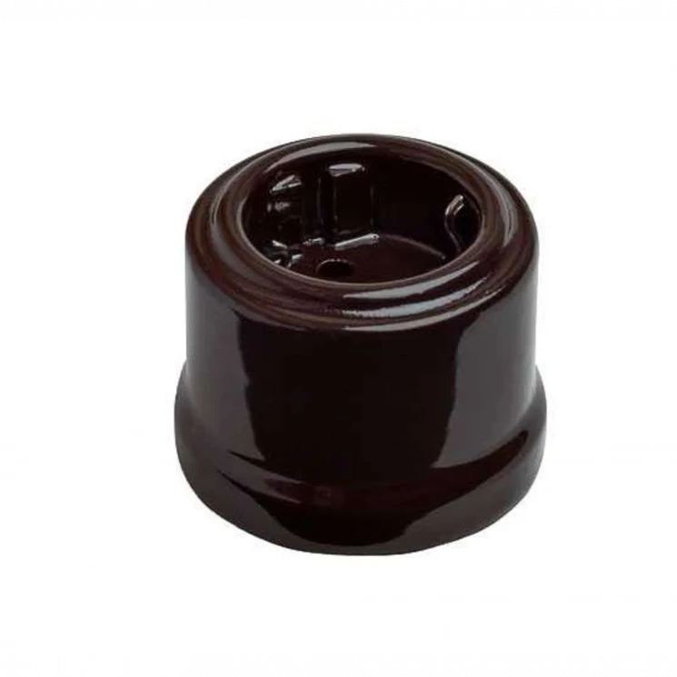 Розетка 1-м ОП Лизетта 16А IP20 ретро с заземл. керамика корич. Bironi B1-101-02