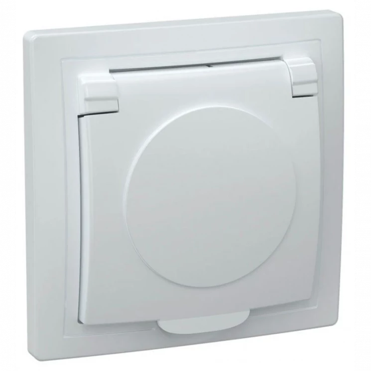 Розетка 1-м СП Кварта РСб10-3-КБ 16А IP20 с заземл. с крышкой бел. IEK ERK15-K01-16-DM