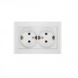 Розетка 2-м СП Бриллиант 16А IP20 с заземл. бел. UNIVersal 7947533