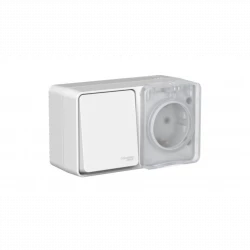 Блок ОП AtlasDesign PROFI IP54 (розетка 16А заземл. защ. шторки + 1-кл. выключатель 10А) сер. SE ATN