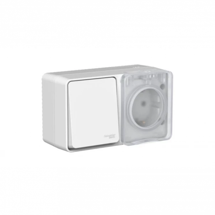 Блок ОП AtlasDesign PROFI IP54 (розетка 16А заземл. защ. шторки + 1-кл. выключатель 10А) сер. SE ATN