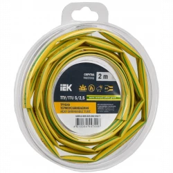Трубка термоусадочная ТТУ нг-LS 5/2.5 желт./зел. (уп.2м) IEK UDR12-005-D25-002-K52-T