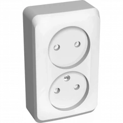 Розетка 2-м ОП Этюд 16А IP20 250В защ. шторки без заземл. бел. SE PA16-006B