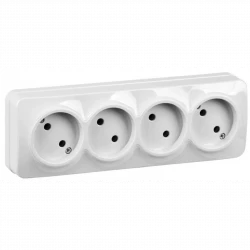 Розетка 4-м ОП GLORY РС24-2-ХБ 10А без заземл. бел. IEK ERH40-K01-10