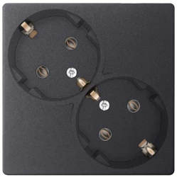 Розетка 2-м СП Simon 24 16А IP20 2х2P+E Schuko без защ. шторок механизм графит Simon 2450459-038