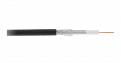 Кабель NETLAN коаксиальный, RG-6 (75 Ом), одножильный, CCS (омедненная сталь), внешний, PE до -40C, черный, 305м