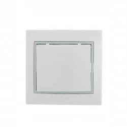 Розетка 1-м СП Mira 16А IP20 с заземл. с защ. крышкой с сер. вставкой керамика бел. LEZARD 701-0215-