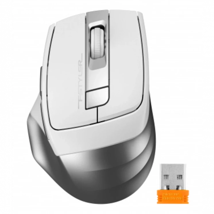 Мышь A4Tech Fstyler FG35 серебристый/белый оптическая (2000dpi) беспроводная USB (6but)