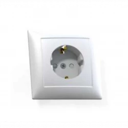 Розетка 1-м СП Селена РС16-400 16А IP20 с заземл. защ. шторки бел. Кунцево 8121