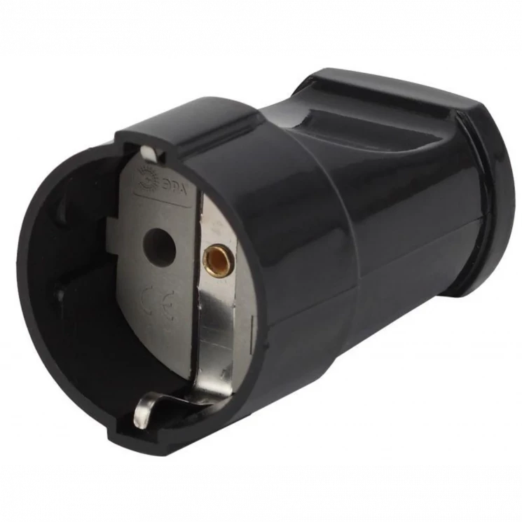 Розетка кабельная с заземл. прямая 16А черн. Rx2-B ЭРА Б0039683