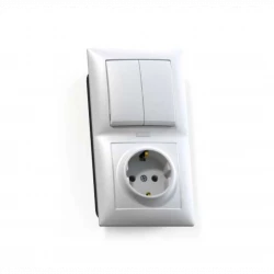 Блок СП БКВР-421 Селена (2-кл. выкл. и индик.+ розетка с заземл.) бел. Кунцево 8217