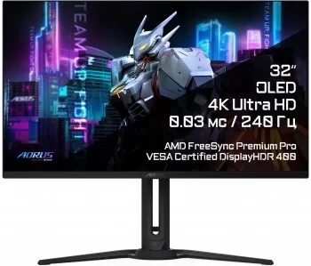 Монитор Gigabyte 31.5" Aorus FO32U2 черный QD OLED LED 16:9 HDMI M/M матовая HAS Piv 250cd 178гр/178