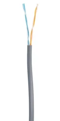 Кабель NETLAN U/UTP 2 пары, Кат.5 (Класс D), 100МГц, одножильный, BC (чистая медь), внутренний, PVC нг(B), серый, 100м