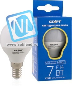 LED-Sphere-E14-7W27, Лампа светодиодная "шар" 7Вт, 220B, матовая