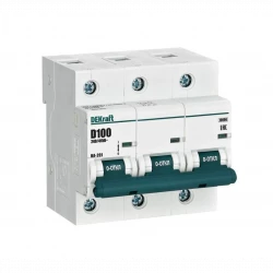 Выключатель автоматический модульный 3п D 100А 10кА ВА-201 DEKraft 13021DEK