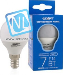 LED-Sphere-E14-7W40, Лампа светодиодная "шар" 7Вт, 220B, матовая