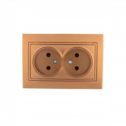 Розетка 2-м СП Mira 16А IP20 без заземл. со вставкой керамика зол. метал. LEZARD 701-1313-128