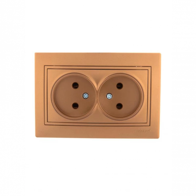 Розетка 2-м СП Mira 16А IP20 без заземл. со вставкой керамика зол. метал. LEZARD 701-1313-128