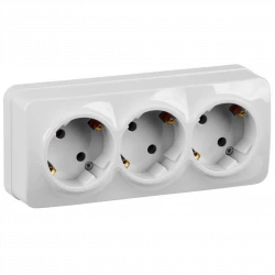 Розетка 3-м ОП GLORY РС23-3-ХБ 16А с заземл. бел. IEK ERH31-K01-16