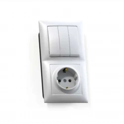 Блок СП БКВР-413 Селена (3-кл. выкл. + розетка с заземл.) бел. Кунцево 8209