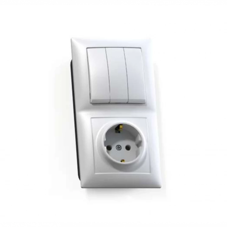 Блок СП БКВР-413 Селена (3-кл. выкл. + розетка с заземл.) бел. Кунцево 8209