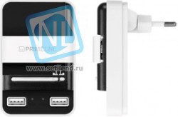 2313, Универсальное CЗУ для АКБ, 1A, 2 USB, белый/черный, Prime Line