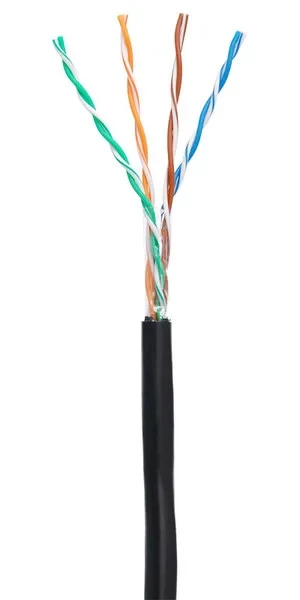 Кабель NETLAN U/UTP 4 пары, Кат.5e (Класс D), 100МГц, одножильный, BC (чистая медь), внешний, PE до -40C, черный, 100м