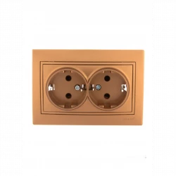 Розетка 2-м СП Mira 16А IP20 с заземл. со вставкой керамика зол. метал. LEZARD 701-1313-127