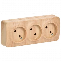 Розетка 3-м ОП GLORY РС23-2-ХС 10А без заземл. сосна IEK ERH30-K34-10