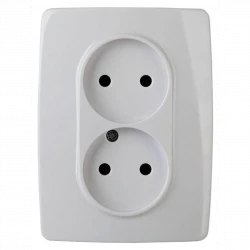 Розетка 2-м СП Эра12 12-2107-01 16А IP20 16AX 250В 2х2P бел. Эра Б0031238