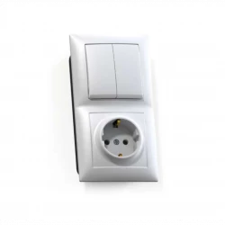 Блок СП БКВР-412 Селена (2-кл. выкл. + розетка с заземл.) бел. Кунцево 8208