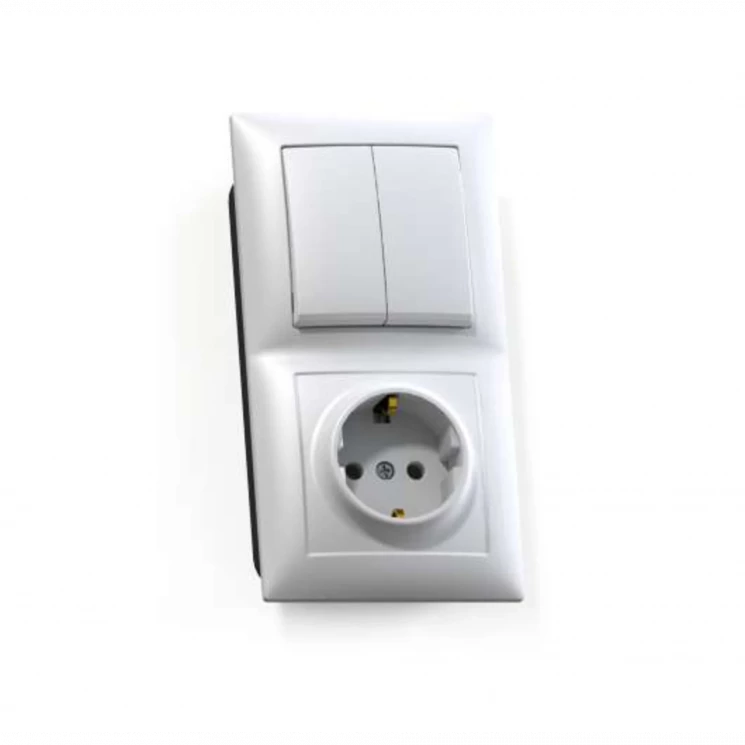 Блок СП БКВР-412 Селена (2-кл. выкл. + розетка с заземл.) бел. Кунцево 8208