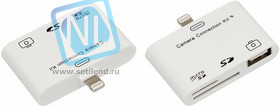 18-0153, Адаптер для iPhone 5 на USB, SD, microSD для переноса фото белый