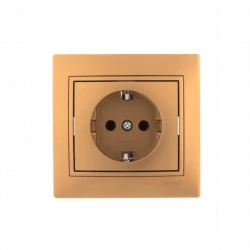 Розетка 1-м СП Mira 16А IP20 с заземл. со вставкой керамика зол. метал. LEZARD 701-1313-122