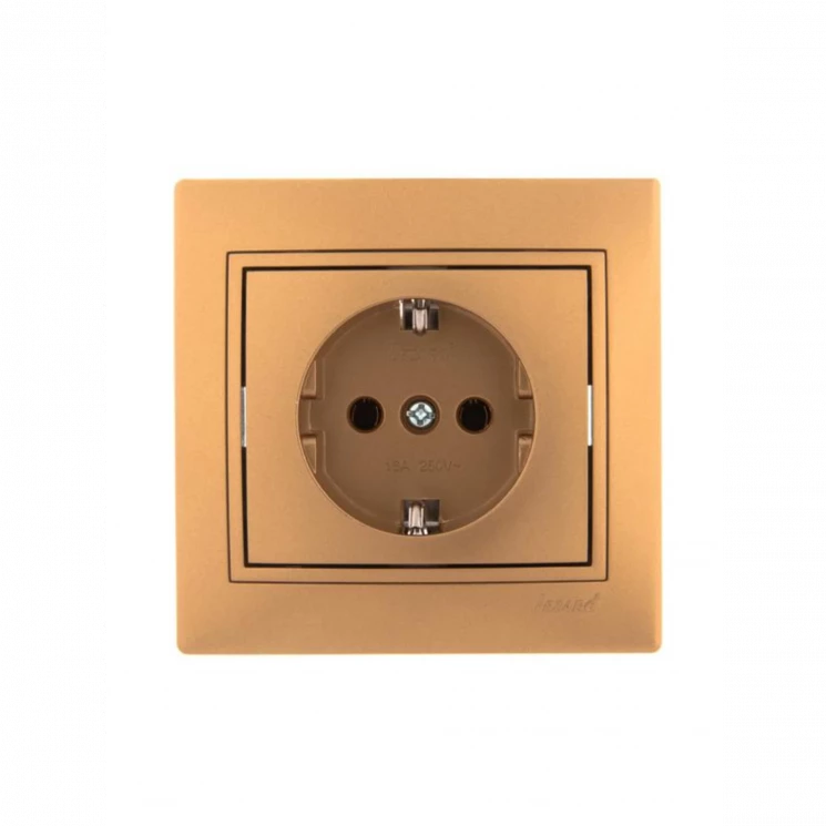 Розетка 1-м СП Mira 16А IP20 с заземл. со вставкой керамика зол. метал. LEZARD 701-1313-122