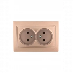 Розетка 2-м СП Mira 16А IP20 без заземл. со вставкой керамика свет. корич. перламутр. LEZARD 701-313