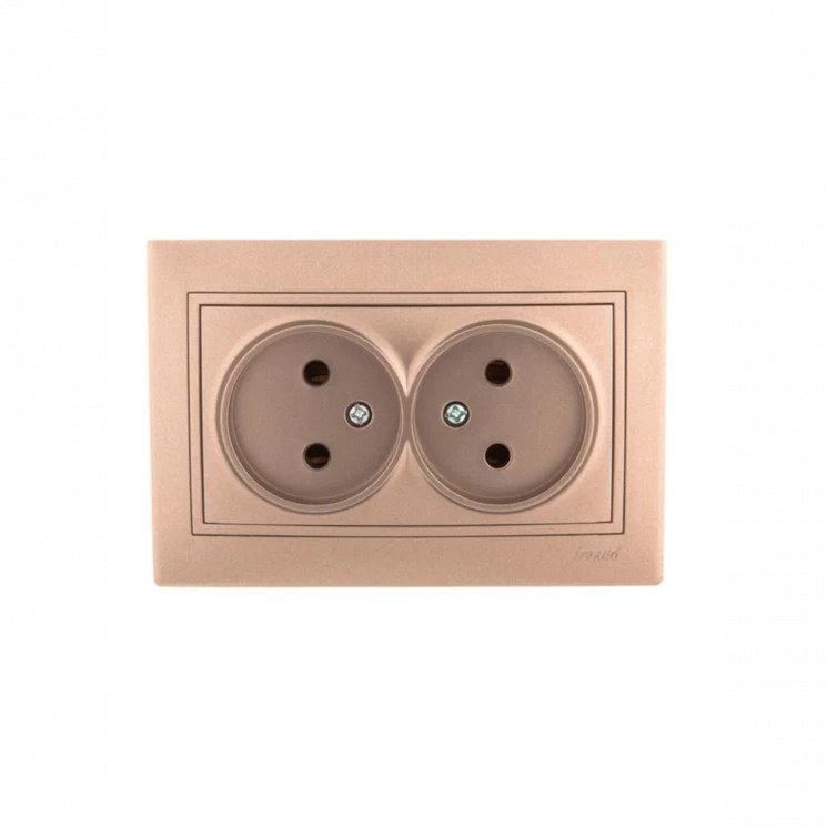 Розетка 2-м СП Mira 16А IP20 без заземл. со вставкой керамика свет. корич. перламутр. LEZARD 701-313