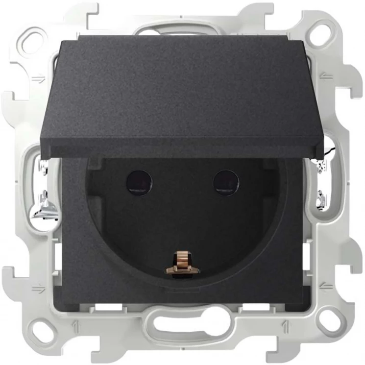 Розетка 1-м СП Simon 24 16А IP44 2P+E Push&amp;Go механизм графит Simon 2420448-038