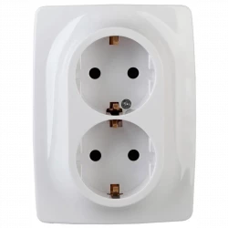 Розетка 2-м СП Эра12 12-2106-01 16А IP20 16AX 250В 2х2P+E Schuko бел. Эра Б0031228