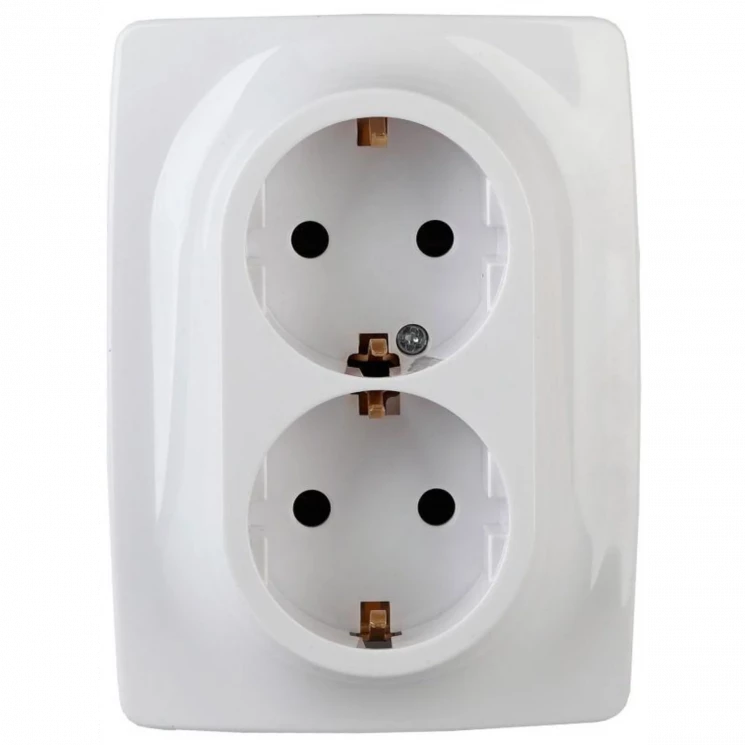 Розетка 2-м СП Эра12 12-2106-01 16А IP20 16AX 250В 2х2P+E Schuko бел. Эра Б0031228